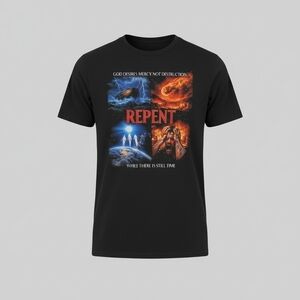 Gildan Black Repent Graphic Tee